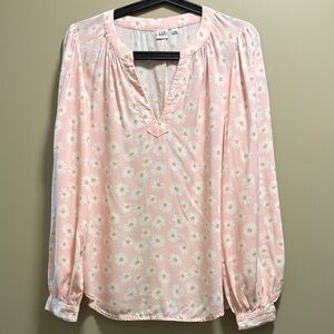 GAP Light Pink Daisy Print Blouse Size XS